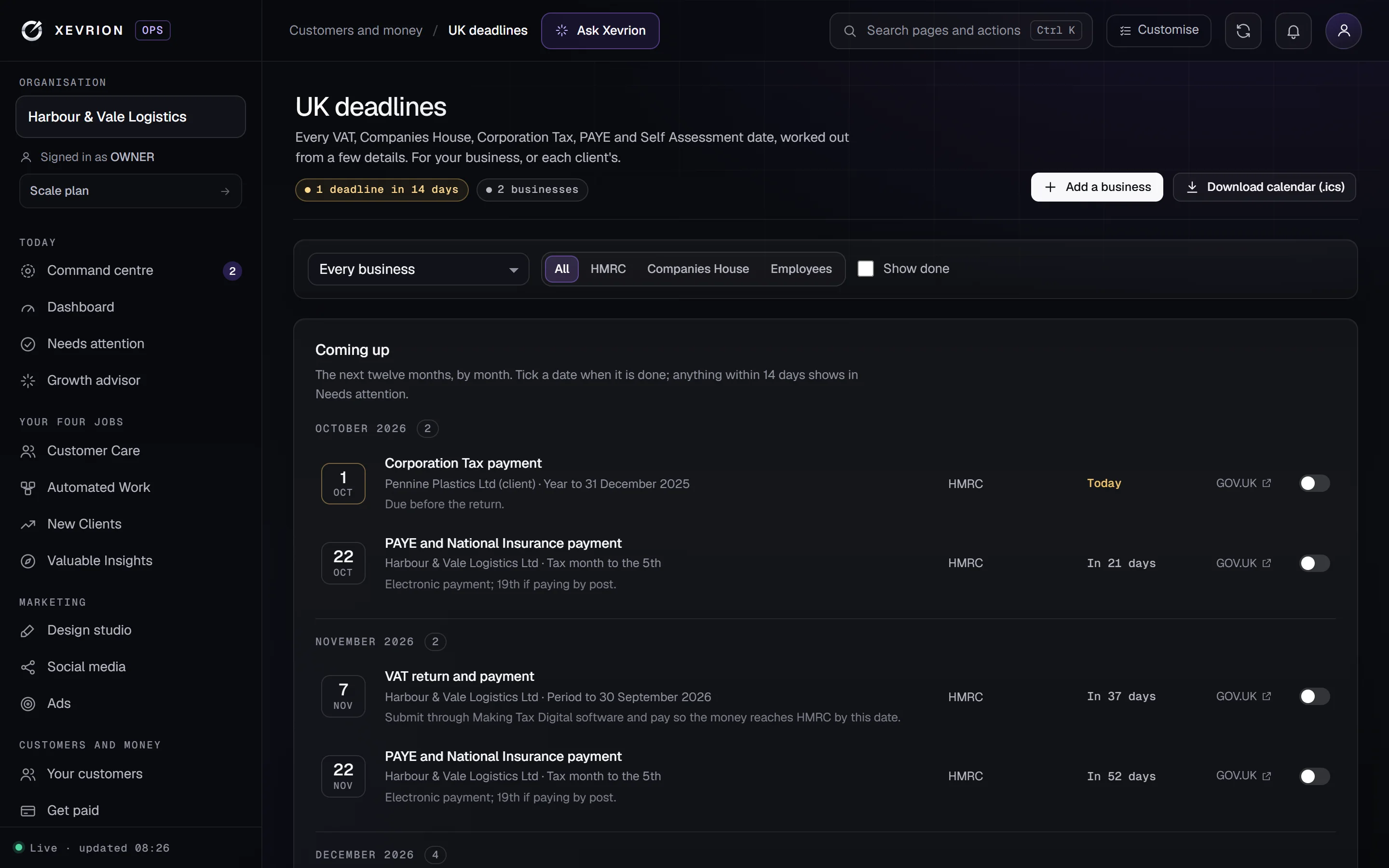 The UK deadlines calendar